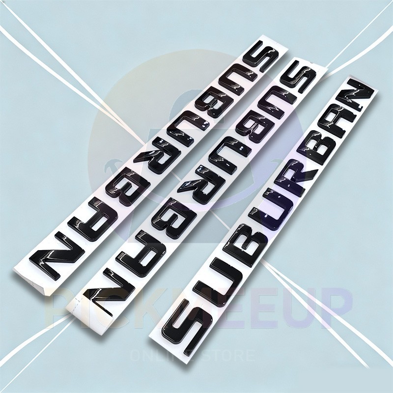 3PCS Gloss Black For Suburban Emblems Letters Badge Nameplate Side Door Liftgate