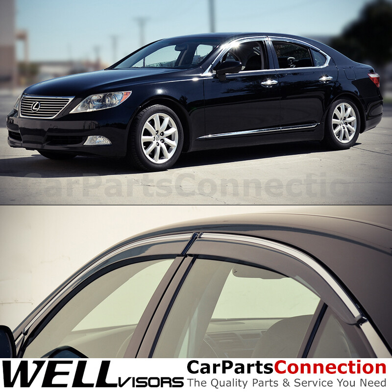 WellVisors Window Visors 07-17 For Lexus LS460 Side Deflectors Chrome