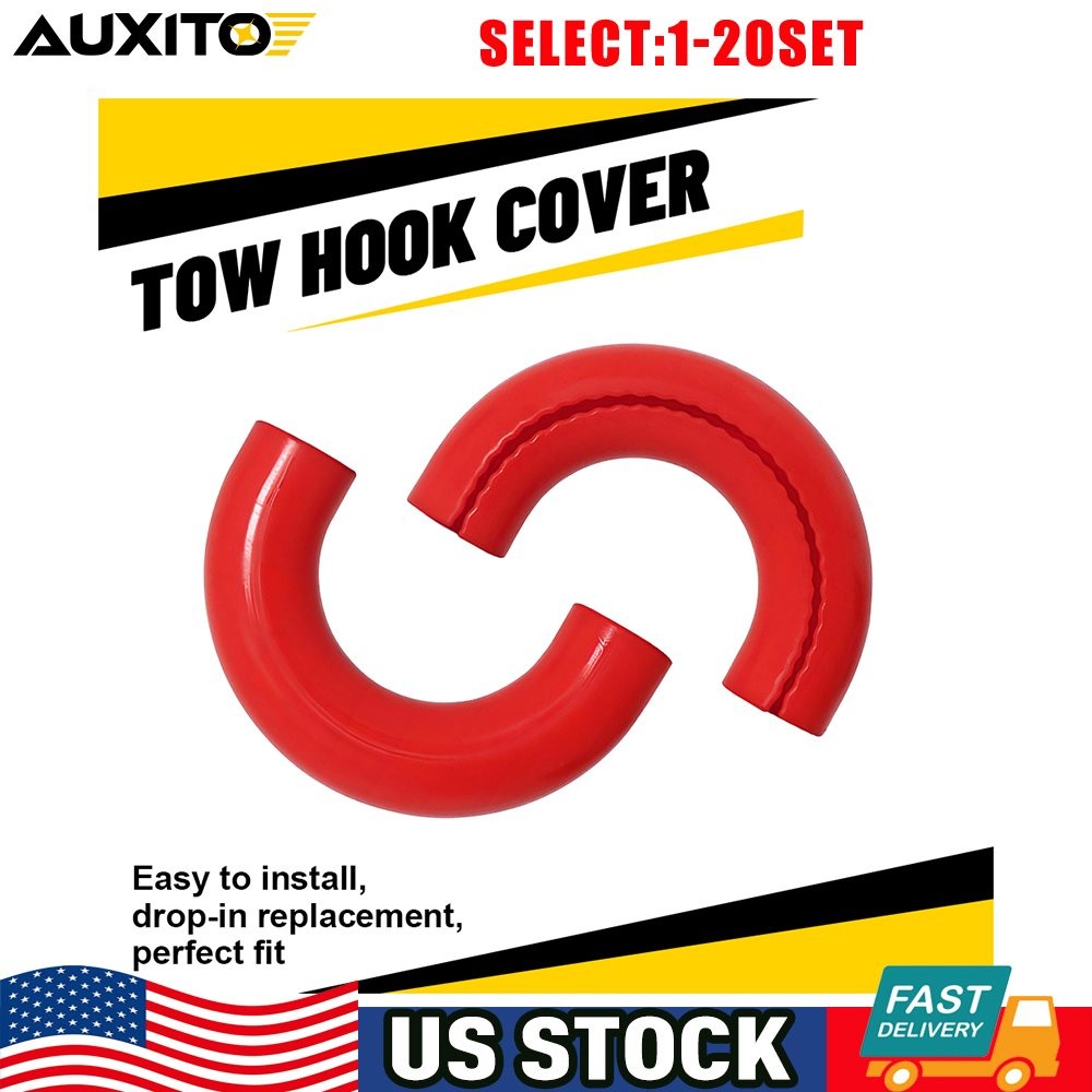 Red Tow Hook Covers D-Ring for Ford F150 2004-2024 Exterior Position US 2-20X