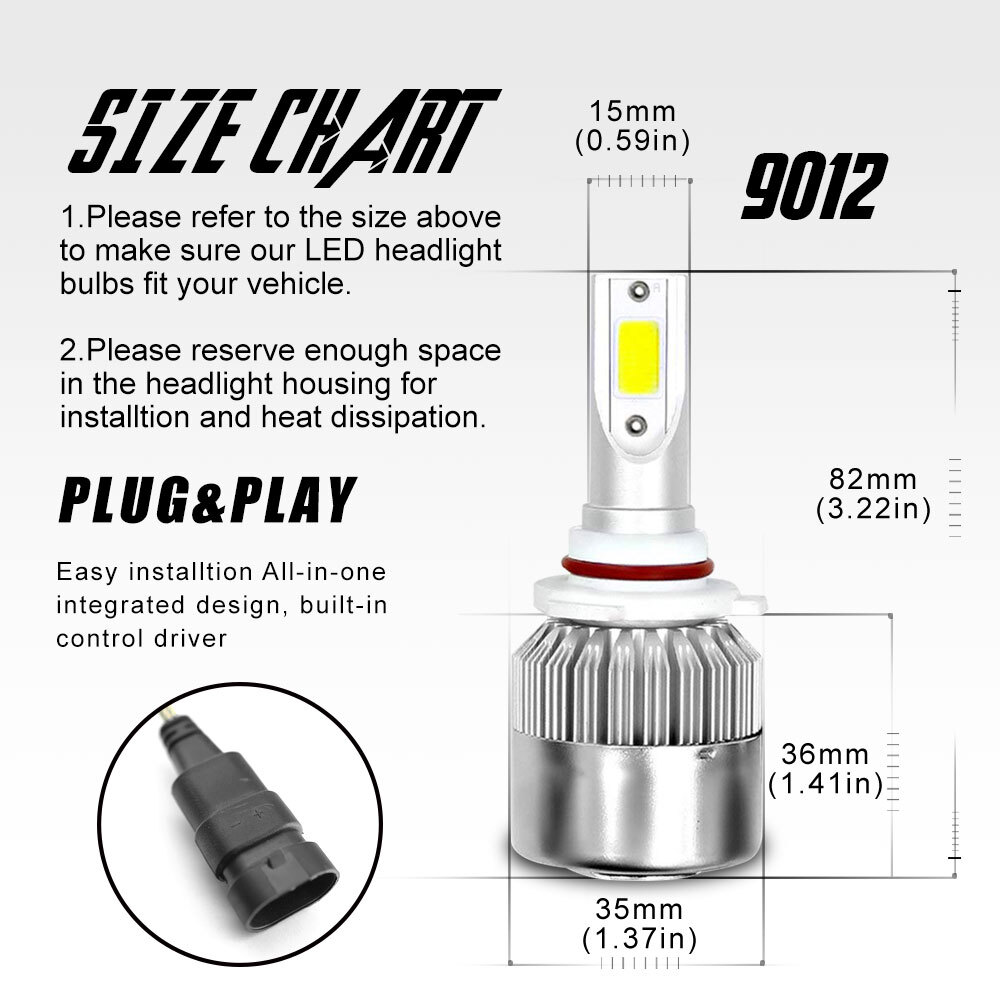 For Toyota Corolla iM RAV4 2017-2018 -2PC 6000K LED Headlight Bulb High Low Beam