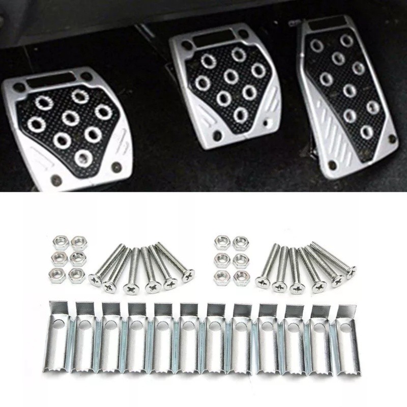 3PCS Universal Manual Car Gas Clutch Brake Foot Pedal Cover Aluminium Alloy+ PVC