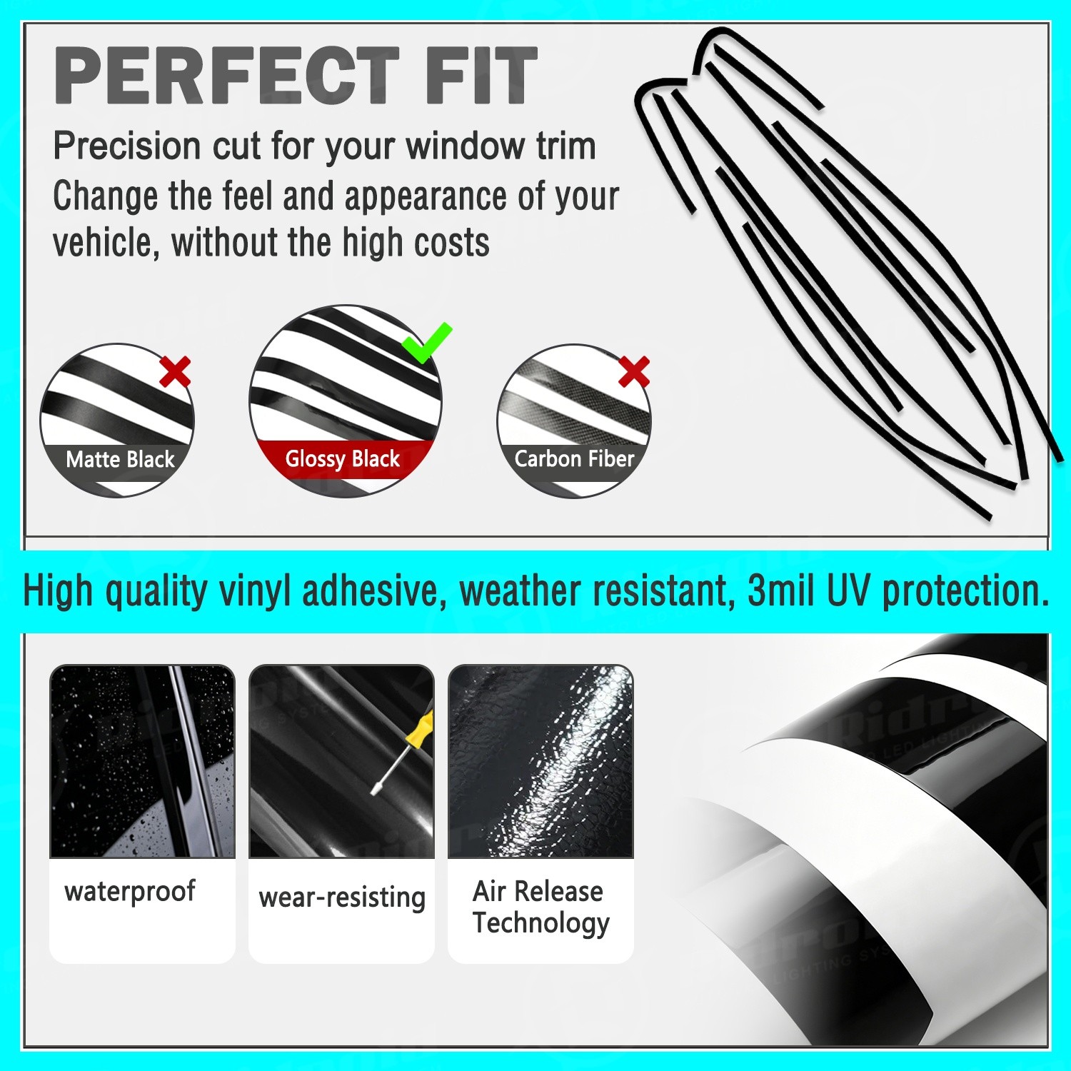 Chrome Delete Blackout Overlay For 2018-24 Toyota Camry Window Trim Left+Right