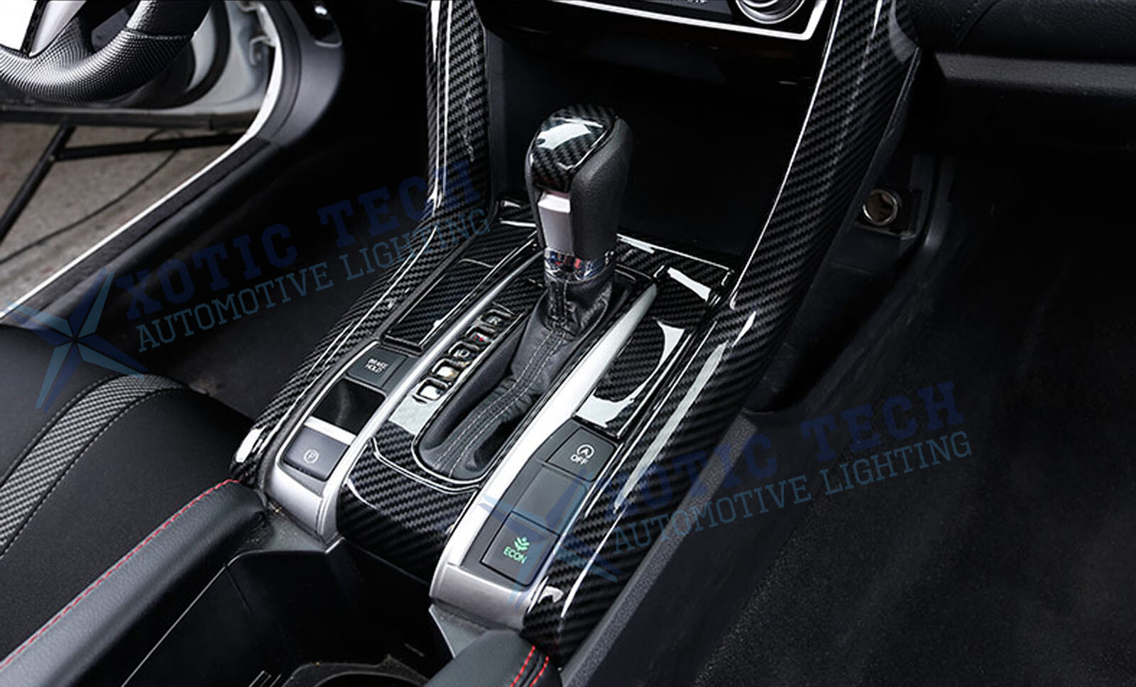 Carbon Fiber Look Interior Gear Shift Panel Frame Decal For Honda Civic 2016-21
