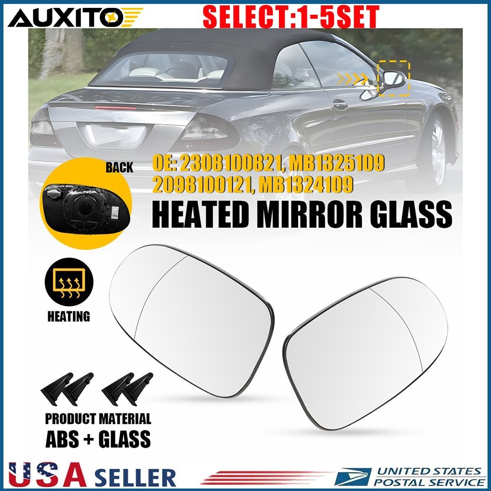 Heated Mirror Glass LH RH Fit Mercedes CLK63 AMG Black Series 08 SL55 2004 2-10X