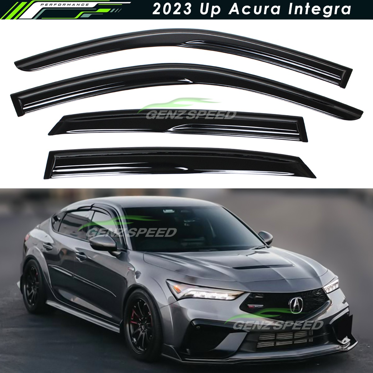 For 2023-2025 Acura Integra JDM Mugen Style Window Visors Rain Guards Deflector