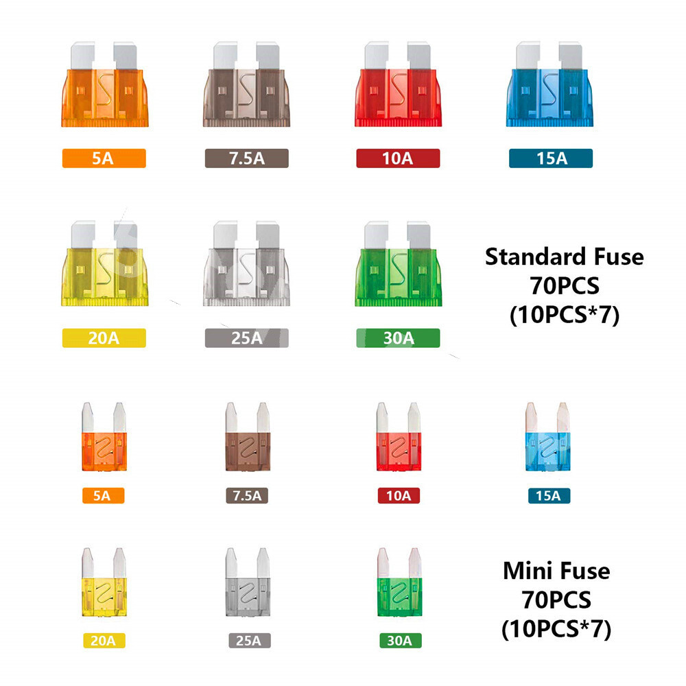 Mini Car Fuse Assortment Assorted Kit Blade Set Auto 140 pcs Truck Automotive