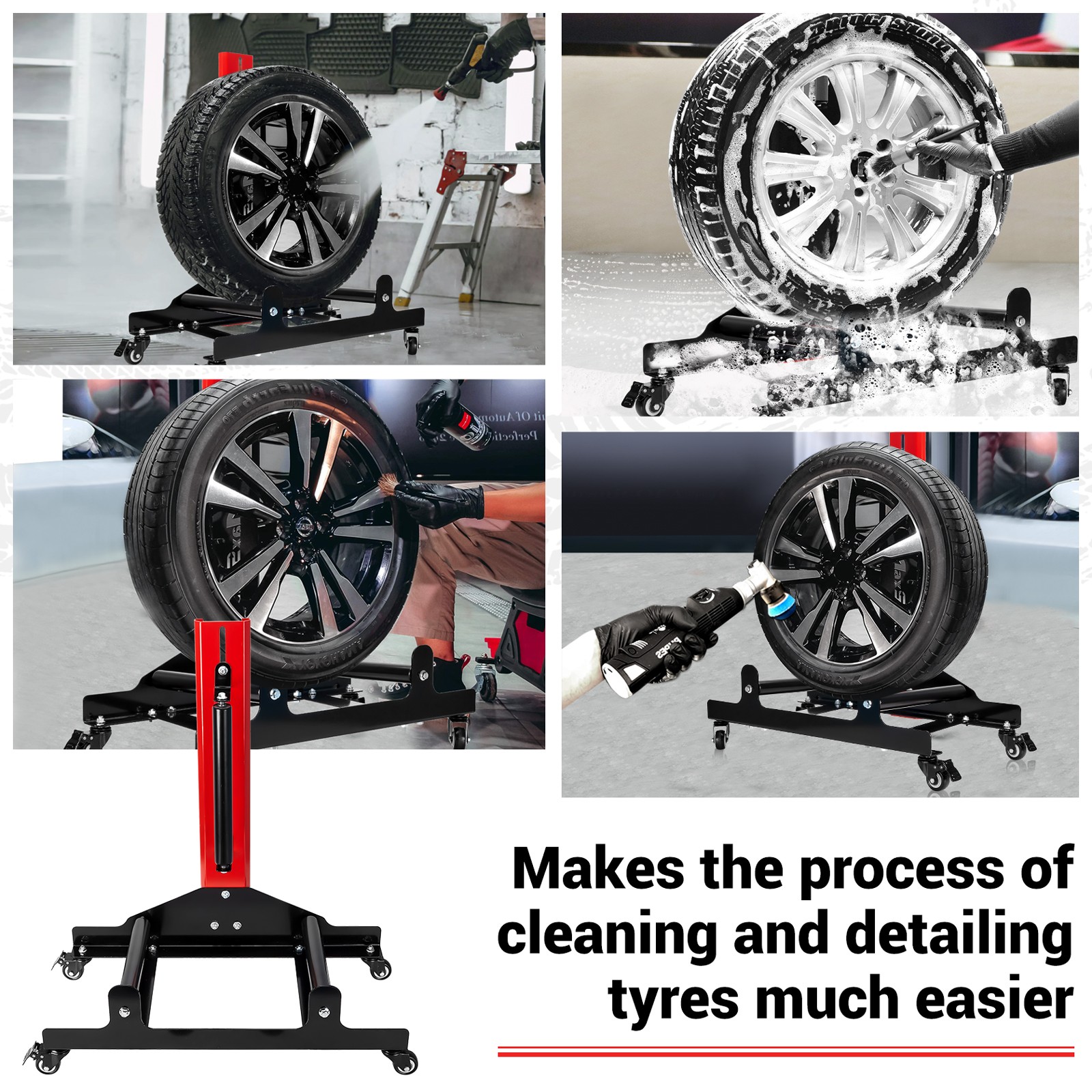 1X Car Wheel Cleaning Stand Tire Clean Detailing Tool for Coating Polishing Rims