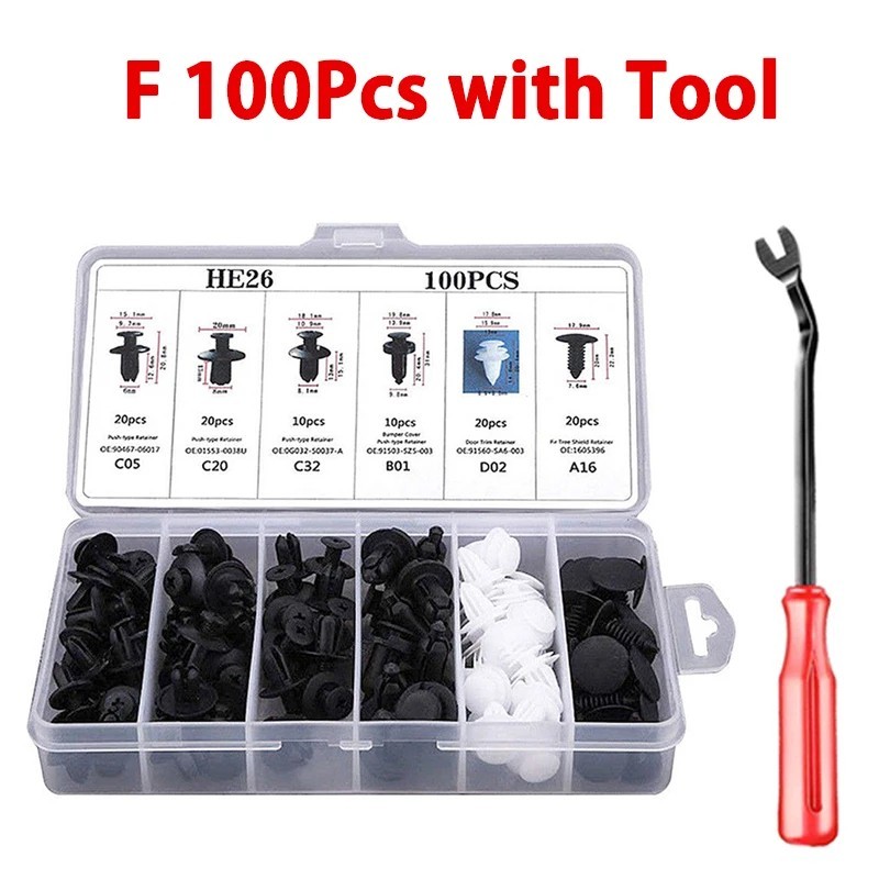 100PCs Car Body Rivet Push Pin Plastic Fastener Retainer Bumper Fender Trim Clip