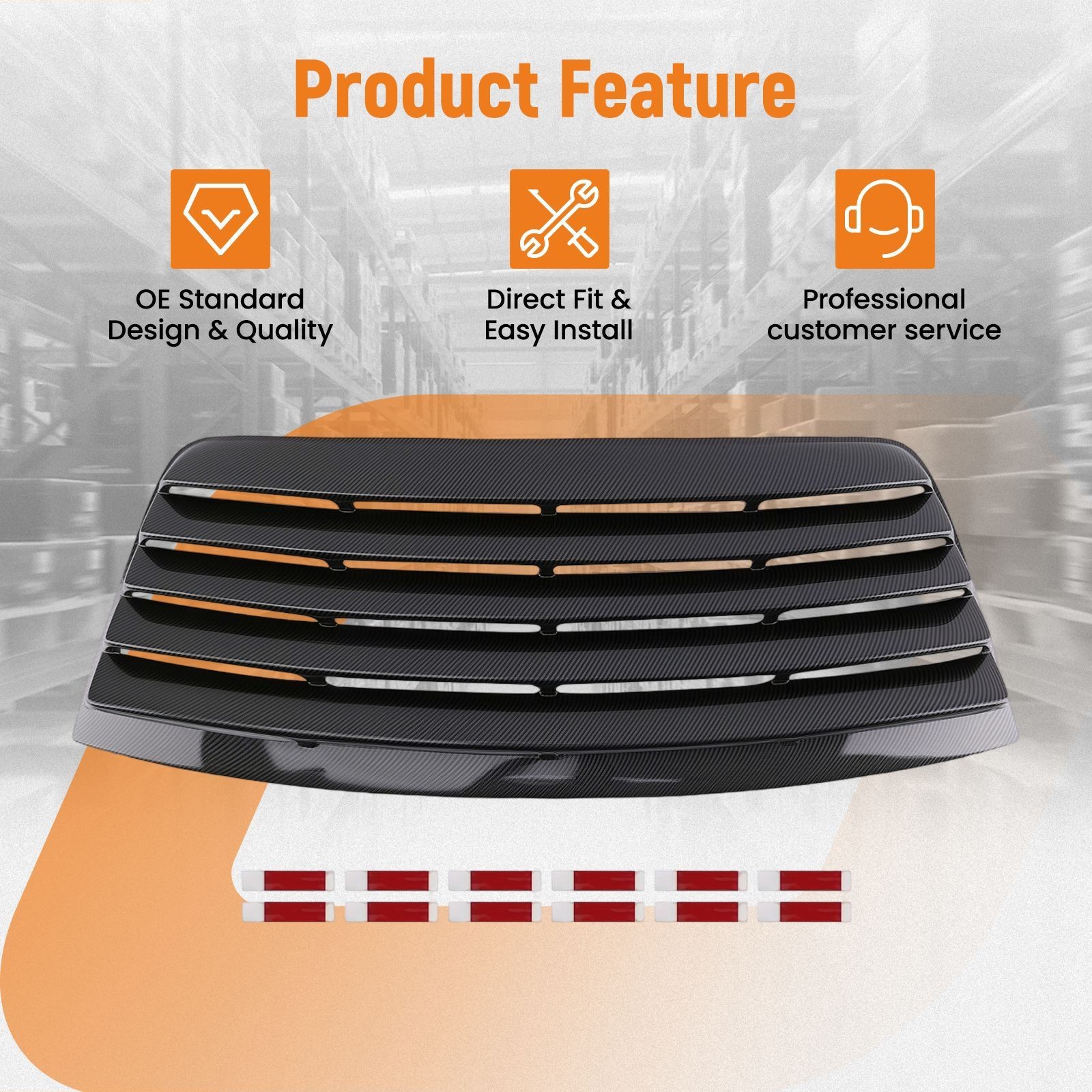 Carbon Fiber Rear Window Louver for Dodge Challenger 2008-2023 New