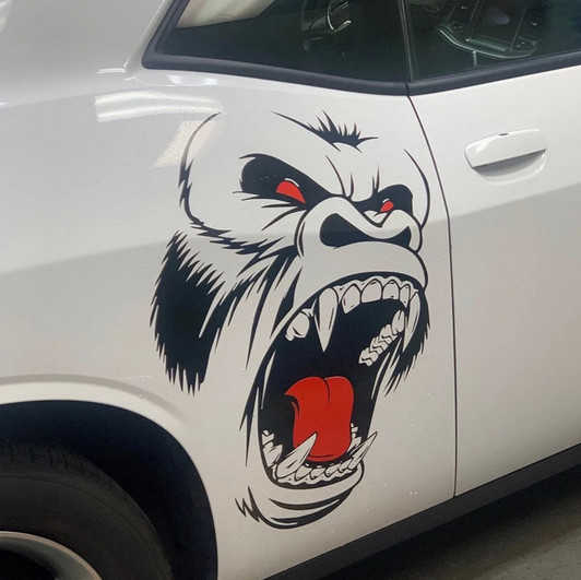Car Side Body Door Sticker Decal Horror Ape Totem Graphic Vinyl DIY Decoration