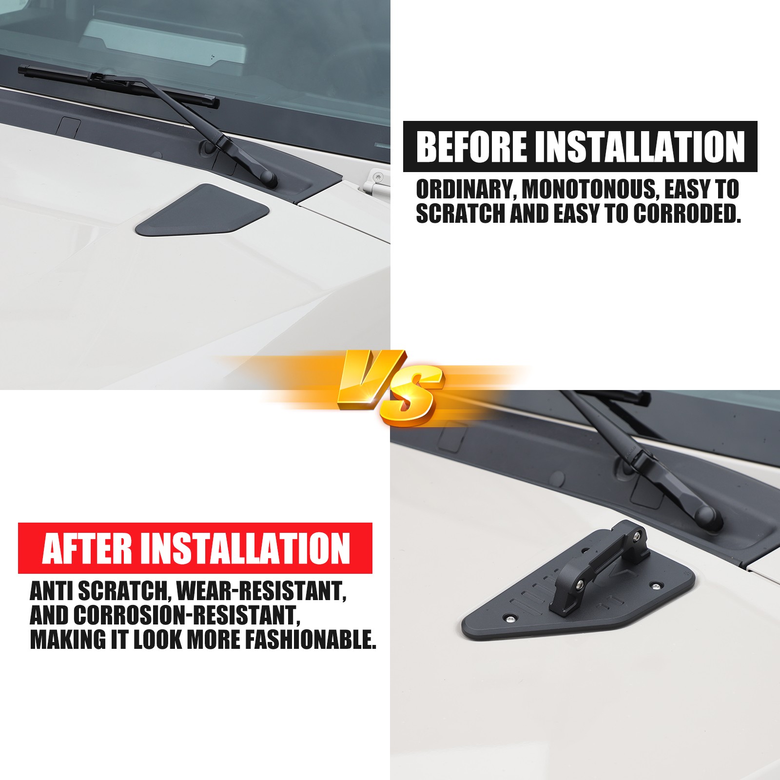 Aluminum Alloy Black Hood Expansion Trim With Handle For Ineos Grenadier 20+ US