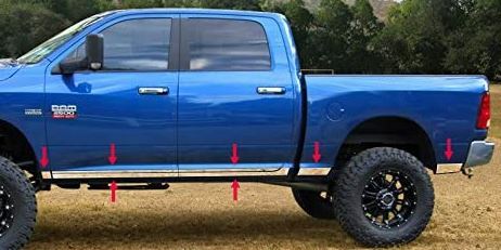 fits 2009-2018 Dodge Ram Quad Cab 6.5′ Bed Rocker Panel Trim Lower Stainless NF