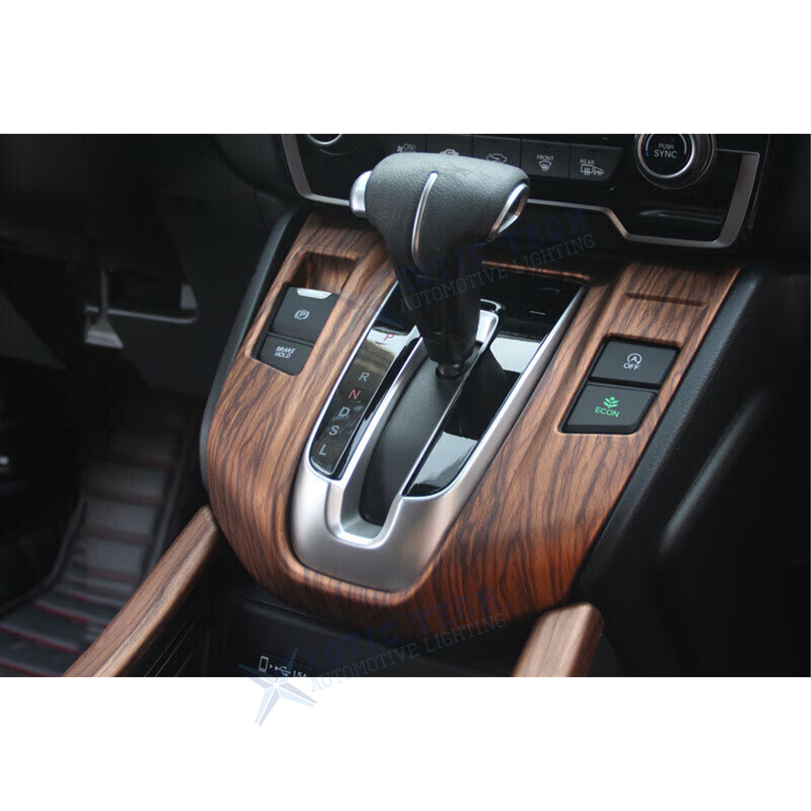 Peach Wood Pattern Gear Shift+AC Control Panel Decor Trim For Honda CR-V 2017-22