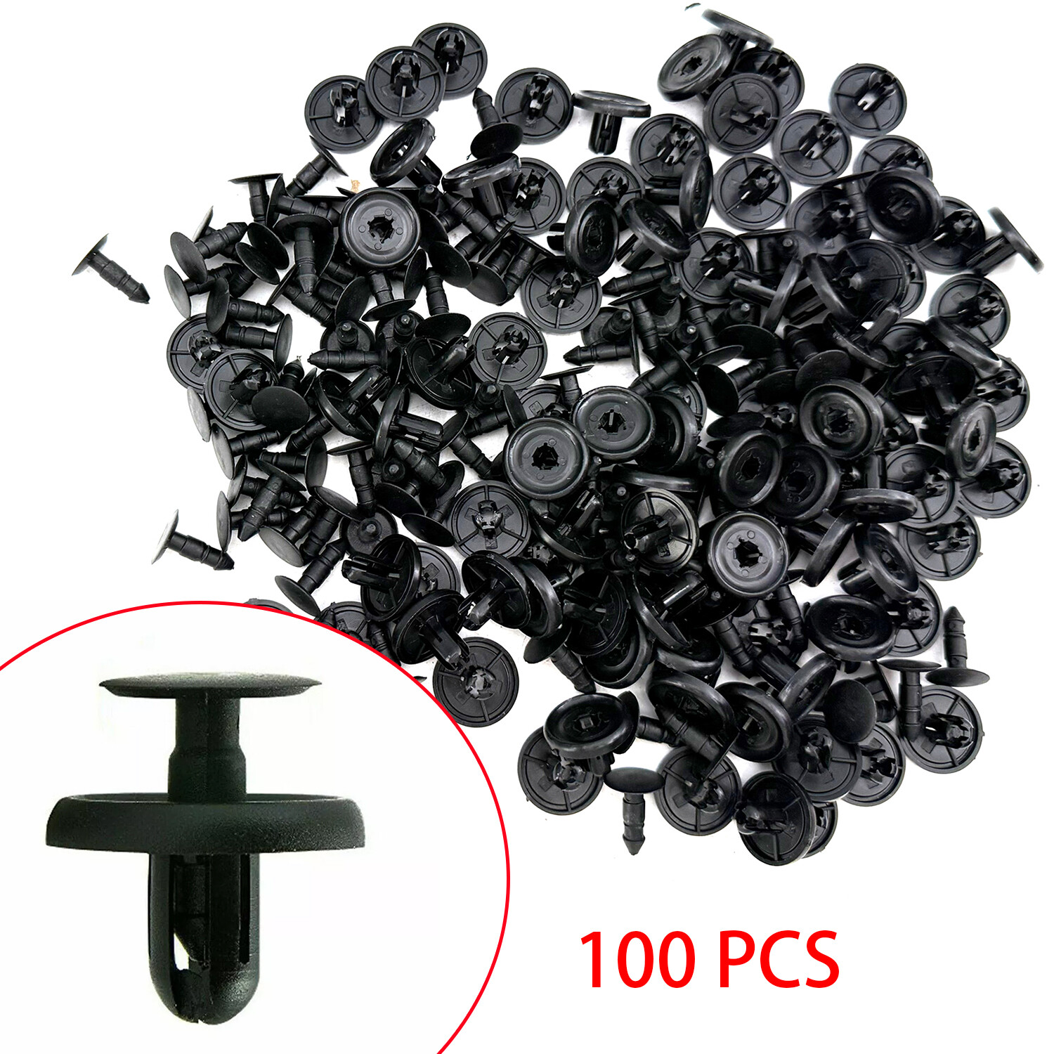 100Pcs Bumper Clips 7mm Fastener Fender Push Plastic Rivet for Toyota Pontiac