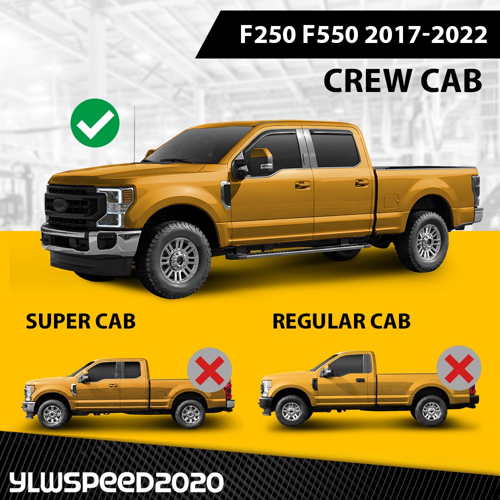 Fit 2017-2022 Ford F250-F550 Super Crew Cab In-Channel Window Visors Rain Guards