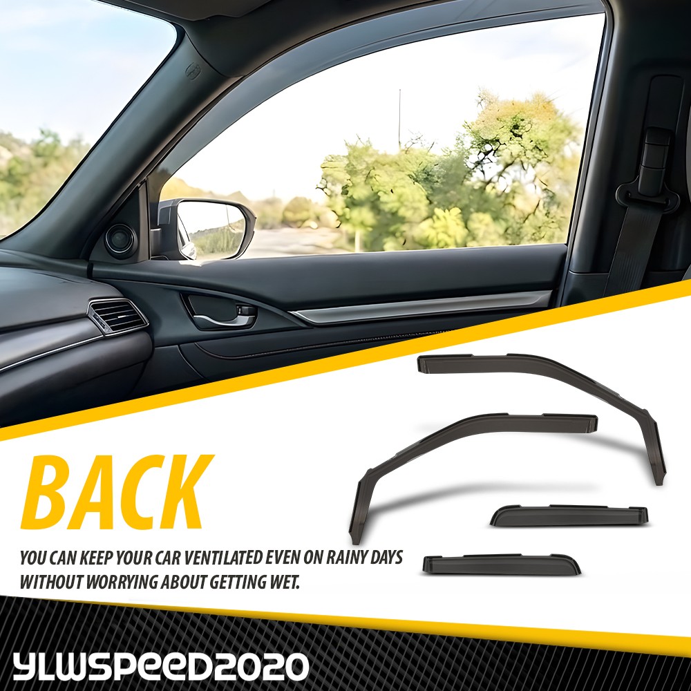 Fit 2017-2022 Ford F250-F550 Super Crew Cab In-Channel Window Visors Rain Guards