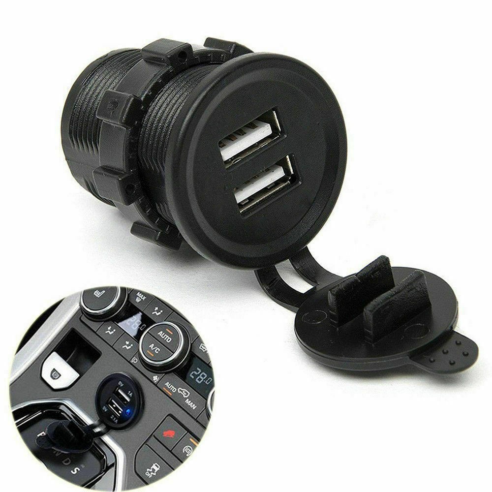 Car Cigarette Lighter Socket DC 12V Dual USB Phone Charger Power Adapter Outlet