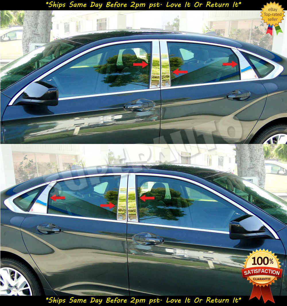 For 2014-2020 Chevrolet Impala Stainless Polished Pillar Posts Trims Chevy 18 19