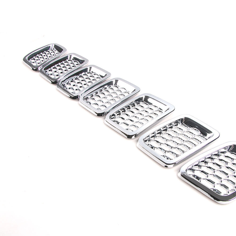 7x Chrome Front Grille Insert Mesh Grill Decor Cover Trim for Jeep Compass 2017+