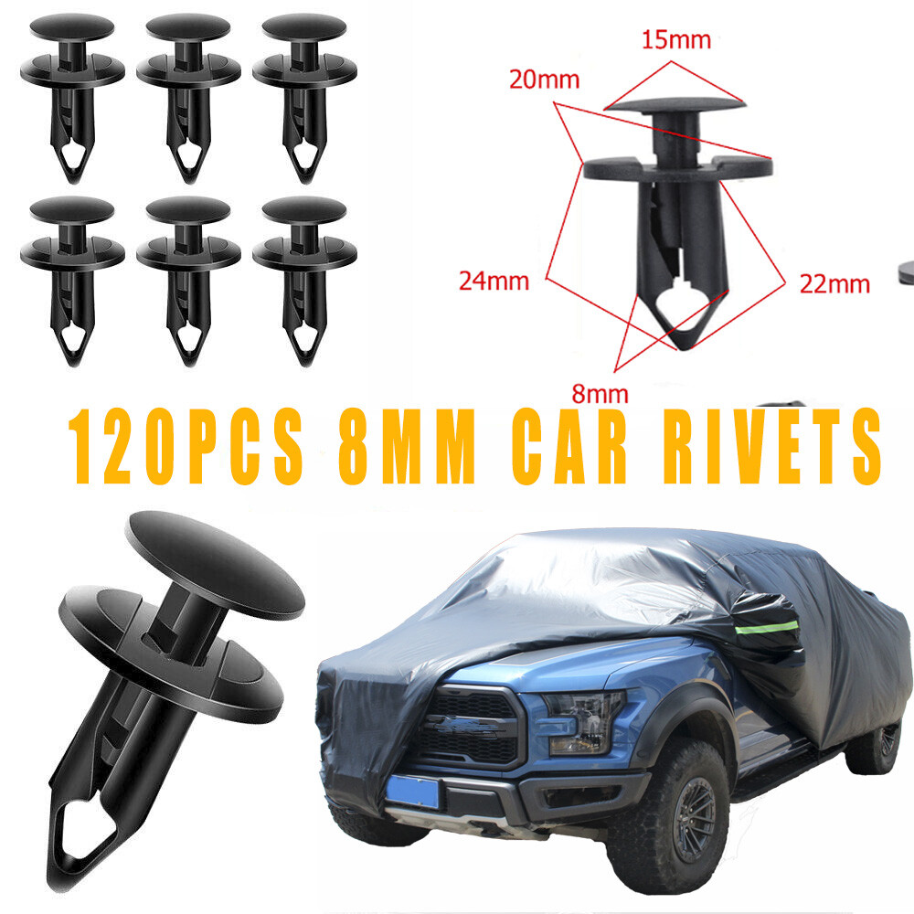 Car Hole Plastic Rivets Fastener Fender Push Pin 120PCS 8mm Auto Bumper Clips