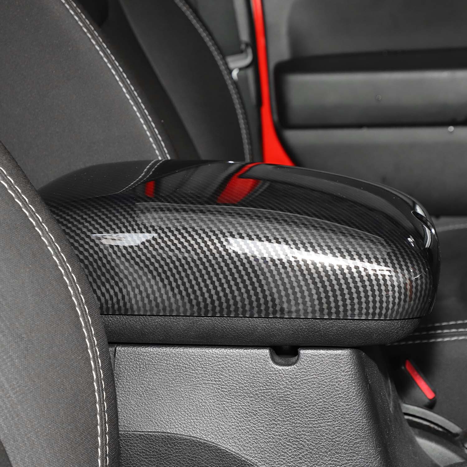 Center Console Armrest Box Pad Cover Trim For Jeep Wrangler JK 11-18Carbon Fiber