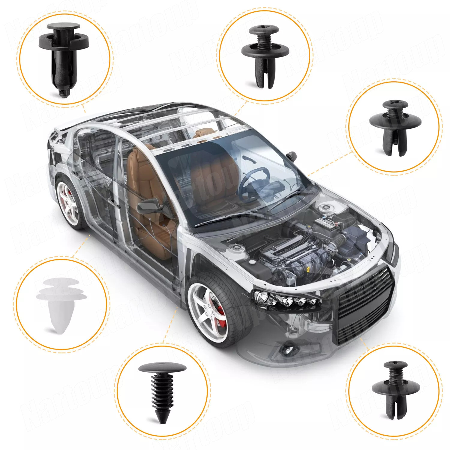 Car set Body Bumper Rivet Retainer Trim Molding Push Pin Clip Assortments Fit+++