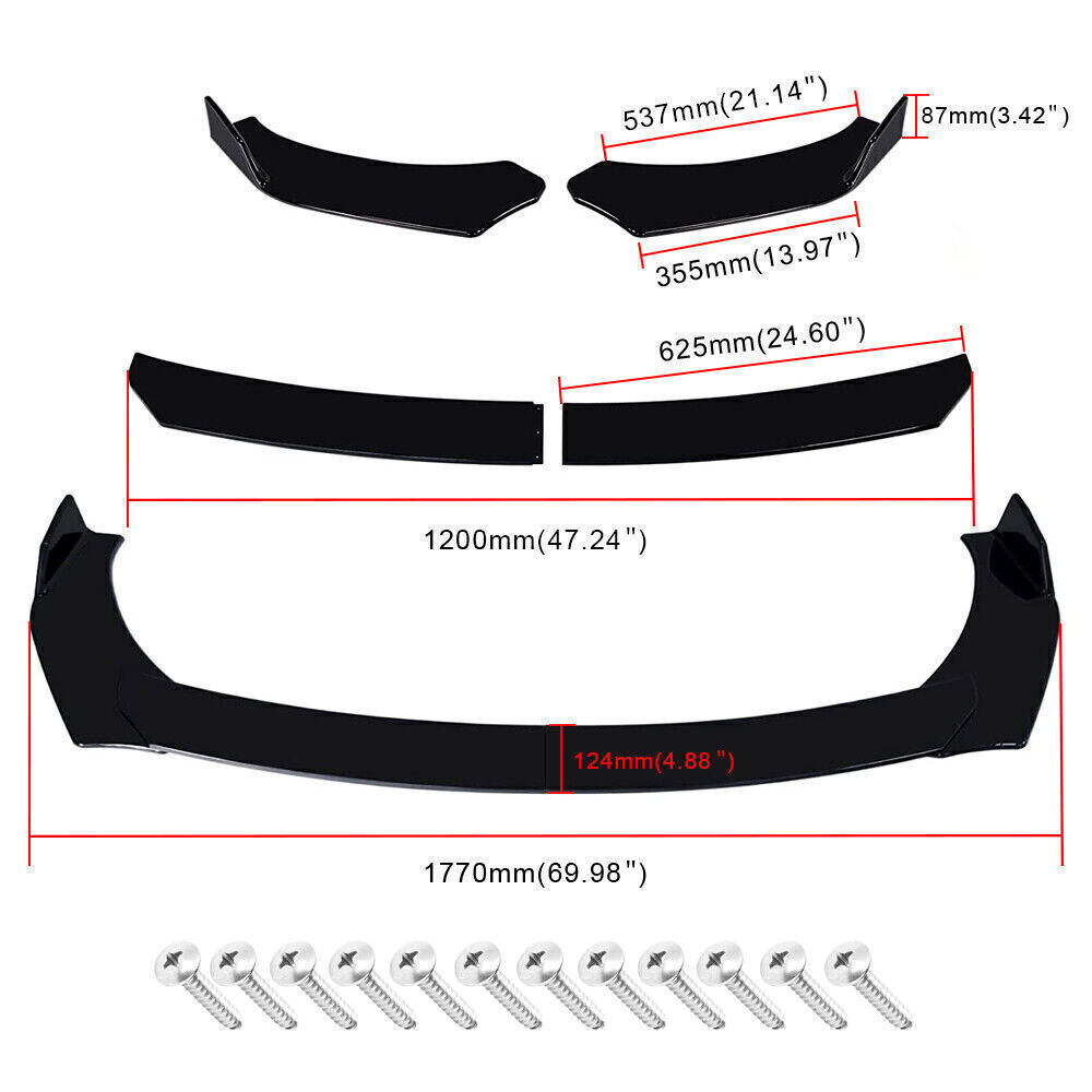 For Chevy Camaro Protector Front Bumper Chin Lip Splitter Spoiler Glossy Black