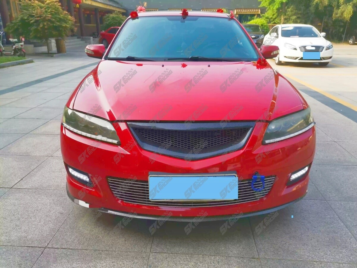 ABS Carbon Fiber Look/Glossy Honeycomb Mesh Front Hood Grill Grille For Mazda 6