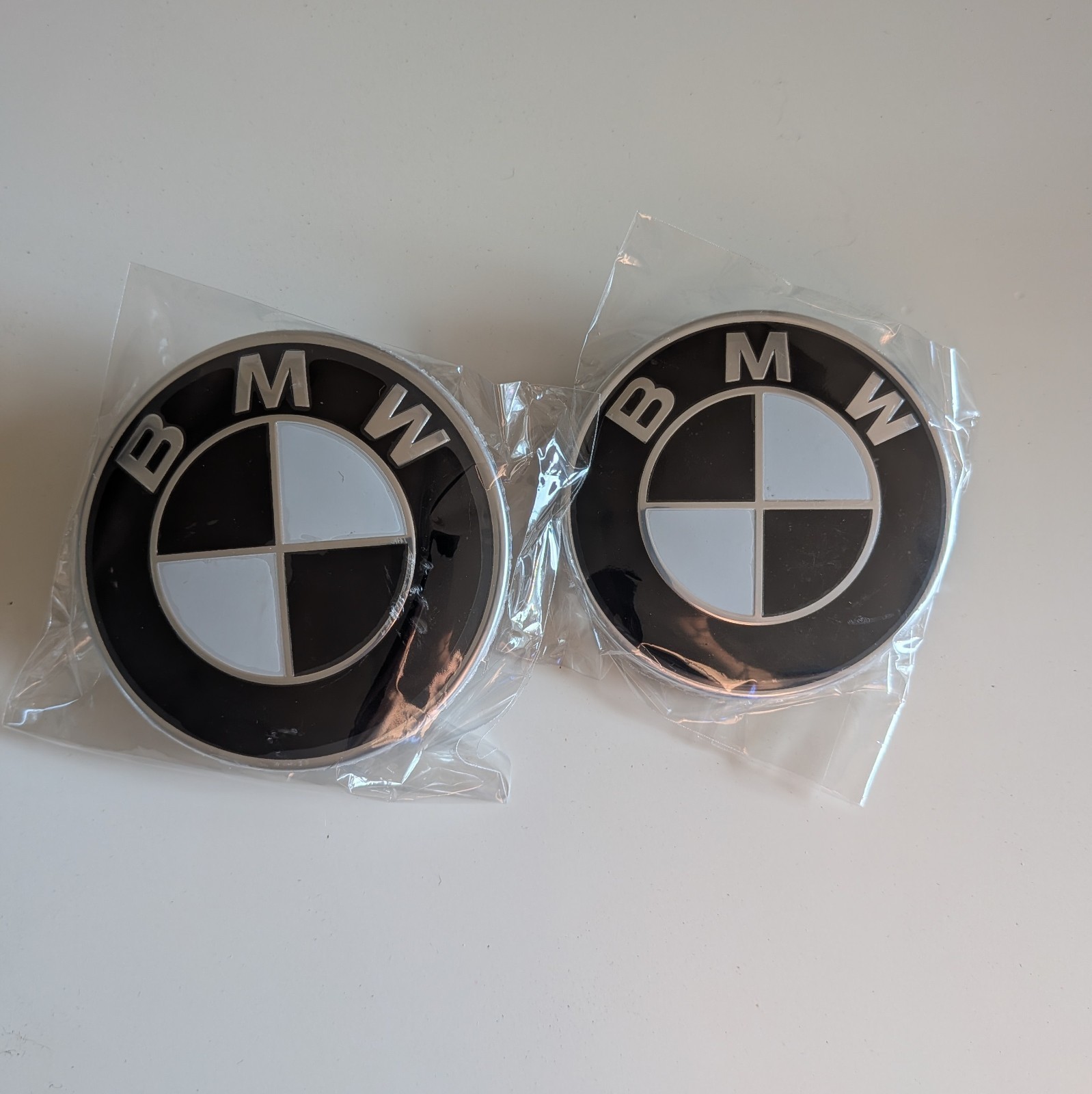 BMW Emblem Badge Logo Set Black & White Front & Rear 82mm 74mm NEW FAST SHIPPING