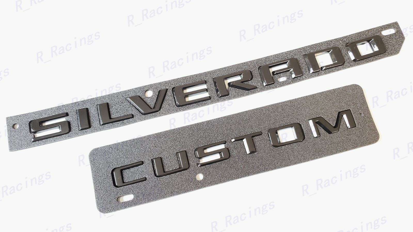 2PCS Tailgate Gloss Black Silverado Custom Emblem Letter Fit 2019-2022 Silverado