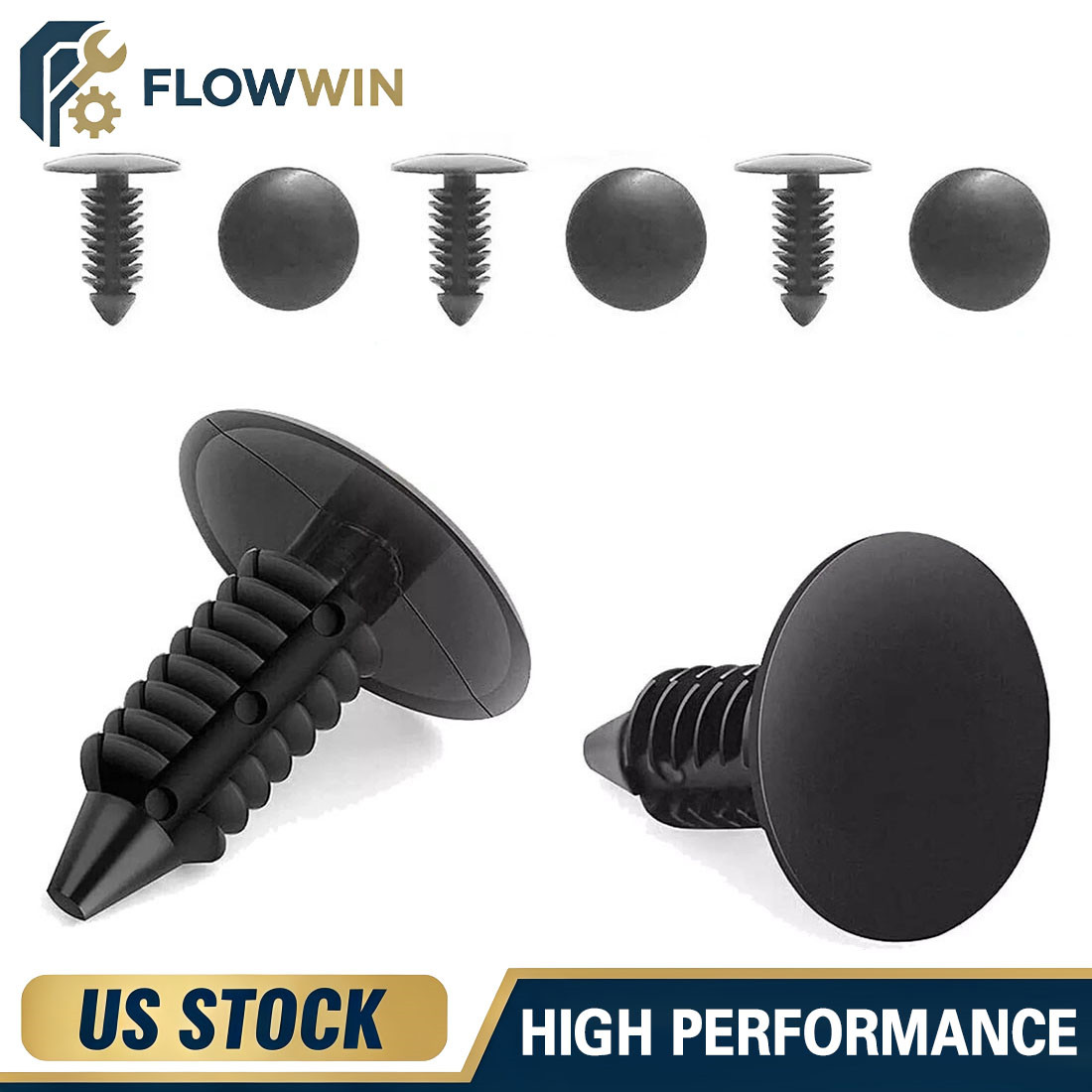 100x 8mm Bumper Clips Auto Car Hole Plastic Rivets Fastener Fender Push Pin NEW
