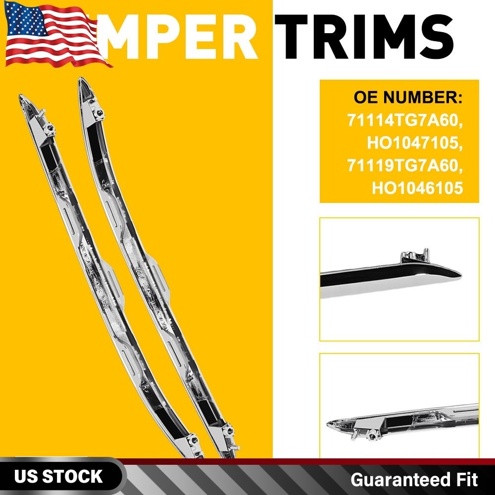 2X Left+Right Bumper Trim Molding Step Pad Set For 2019-2022 Honda Pilot Chrome