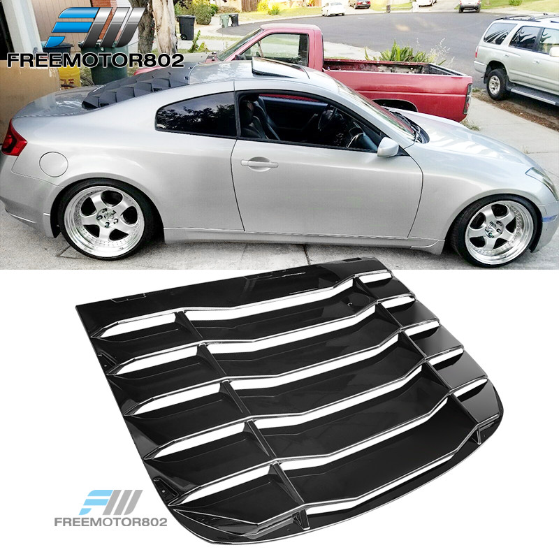 Fits 03-07 Infiniti G35 Coupe Rear Window Louver Sun Shade Vent – Gloss Black