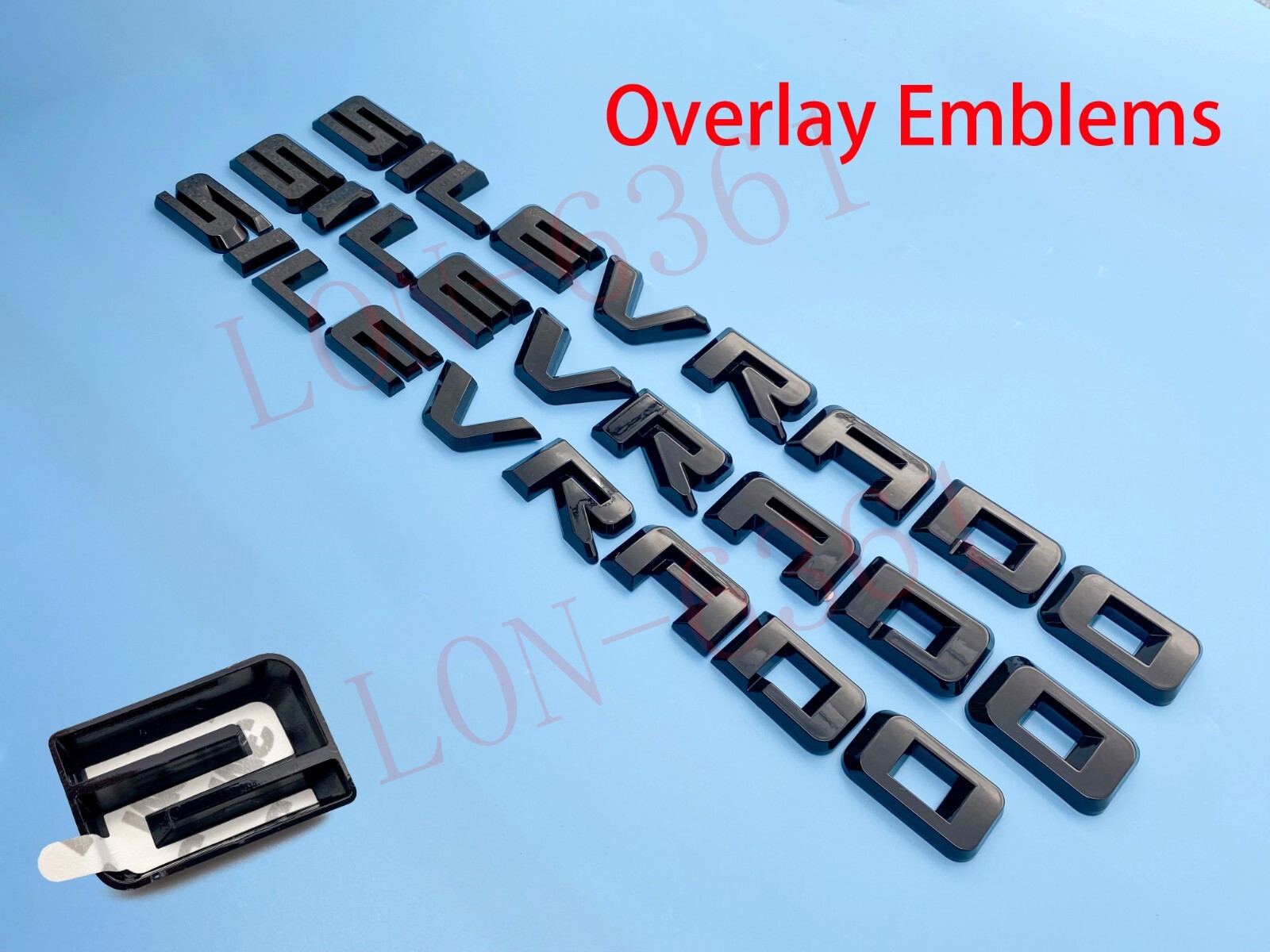 Gloss Black Overlay Emblem Fit 2019-2024 Chevrolet Silverado 1500 Custom