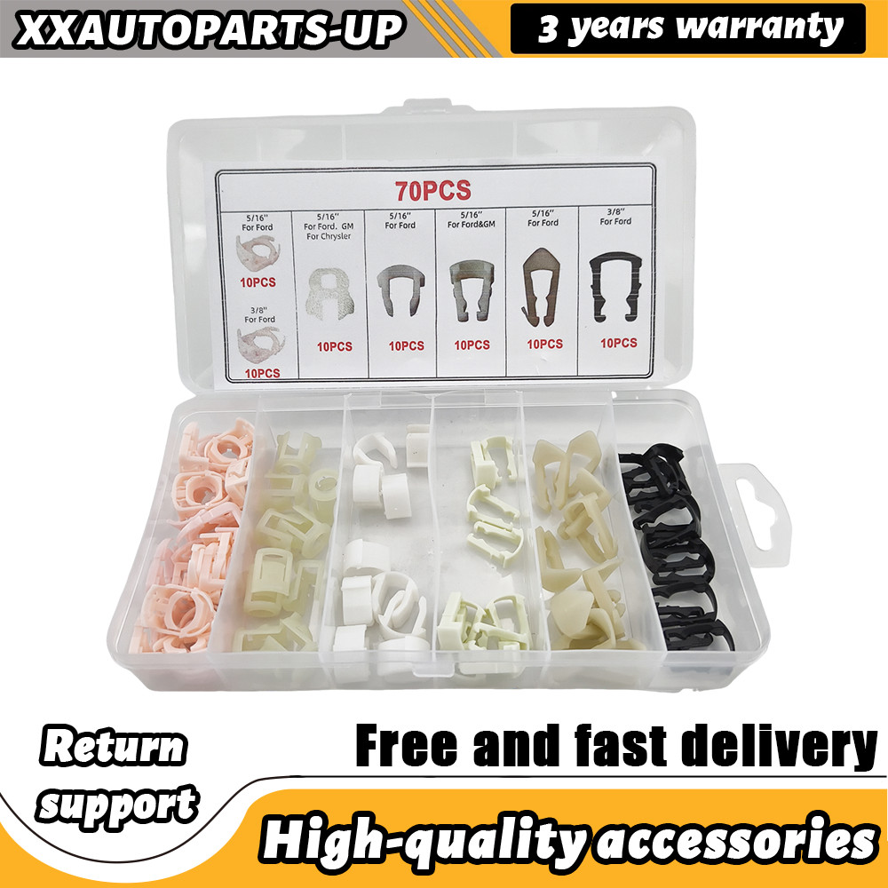Package of 70 Pieces Fuel Line Retainer Clip 7 Size 3/8 5/16 For Ford GM