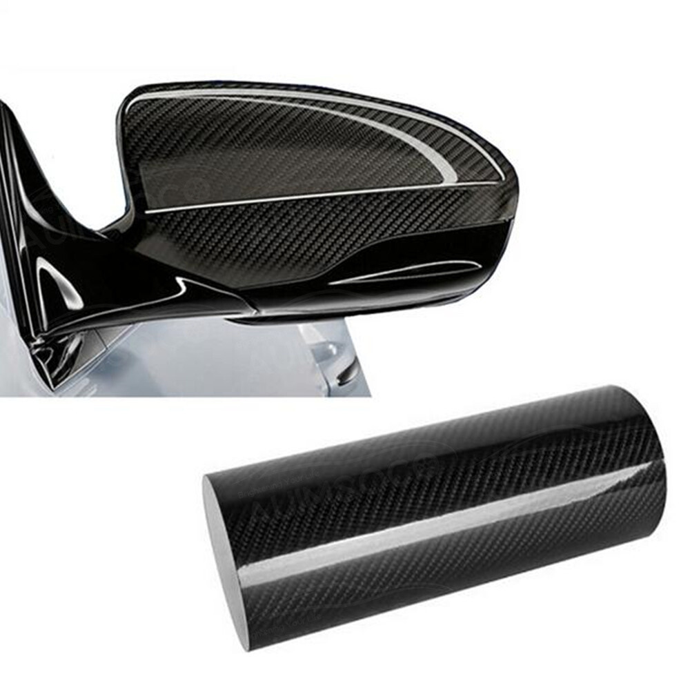 30*152cm 7D Premium Hi Gloss Black Carbon Fiber Vinyl Wrap Bubble Free Releas