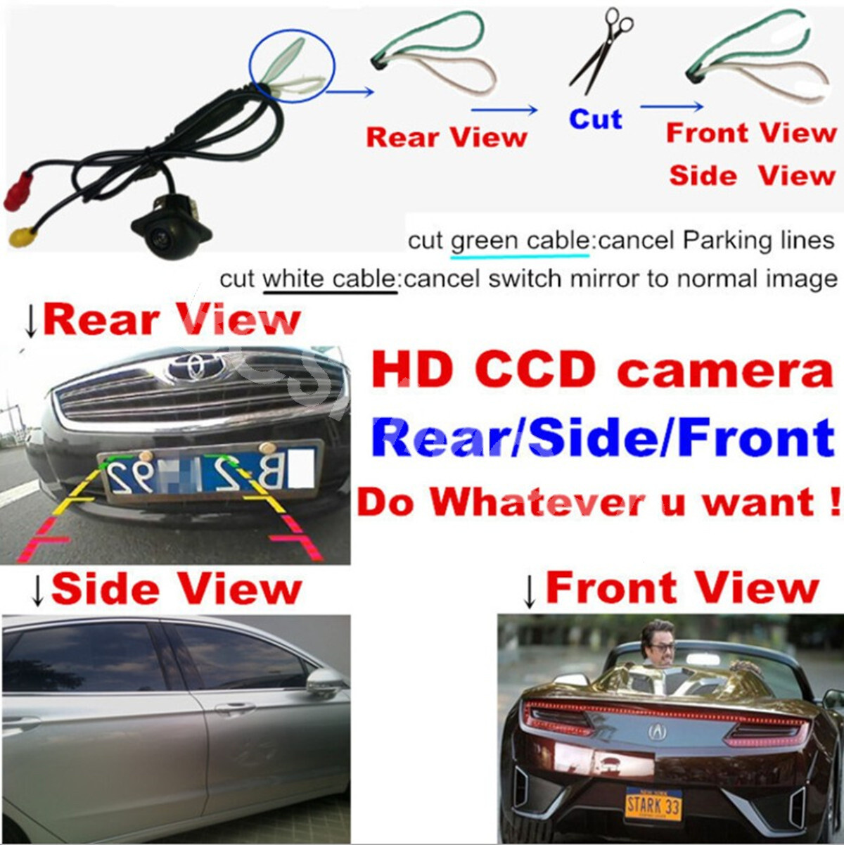 170° Car Rear View Backup Camera Reverse Parking Cam Waterproof Night Vision