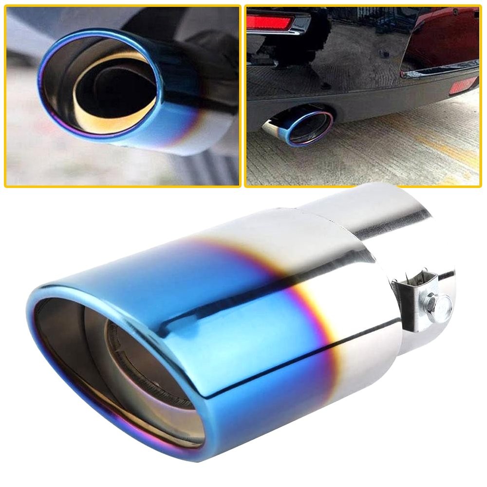Car Exhaust Pipe Tip Rear Tail Throat Muffler Stainless Steel Straight Accessory