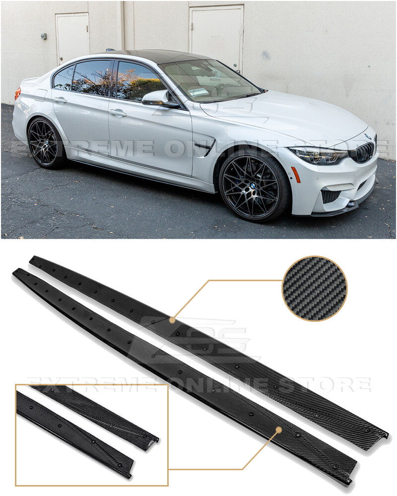 For 14-18 BMW F80 M3 Performance Style CARBON FIBER Side Skirts Rocker Panels