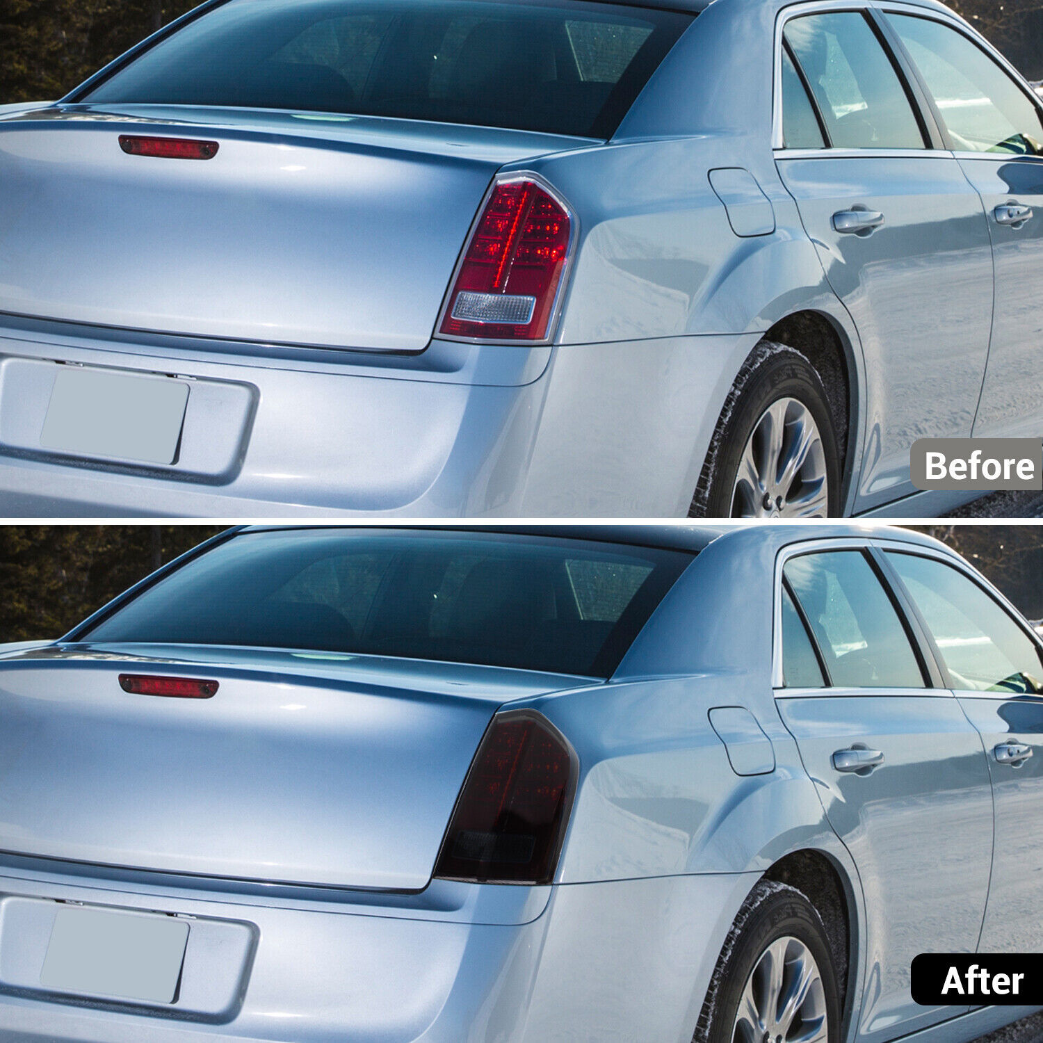 Smoked Black Rear Tail Light Cover Trim Guard Bezels For Chrysler 300 2011-2014