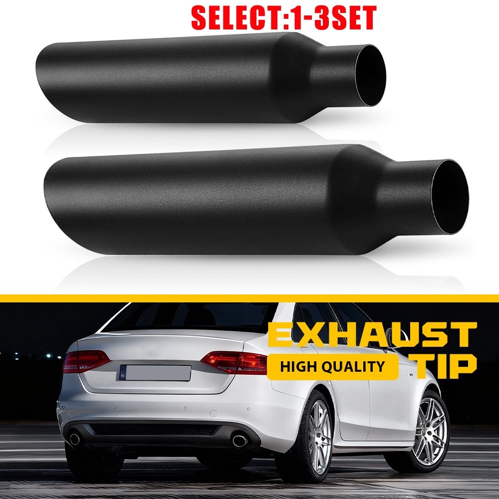Stainless Steel Exhaust Tip 2.5″ Inlet – 4″ Outlet – 18″ Long Black 2Packs 2-6X