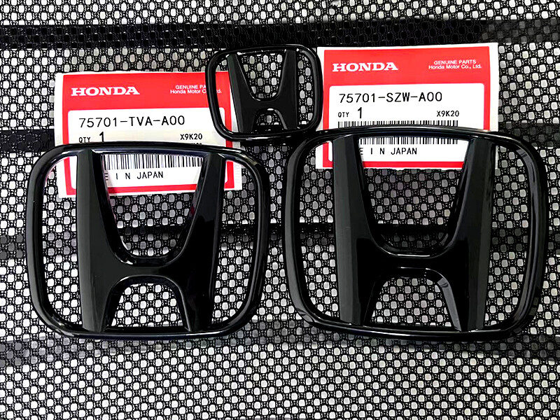 3Pcs Front Rear Steering Emblem Black H For Accord Sedan 4Dr 2008-2017