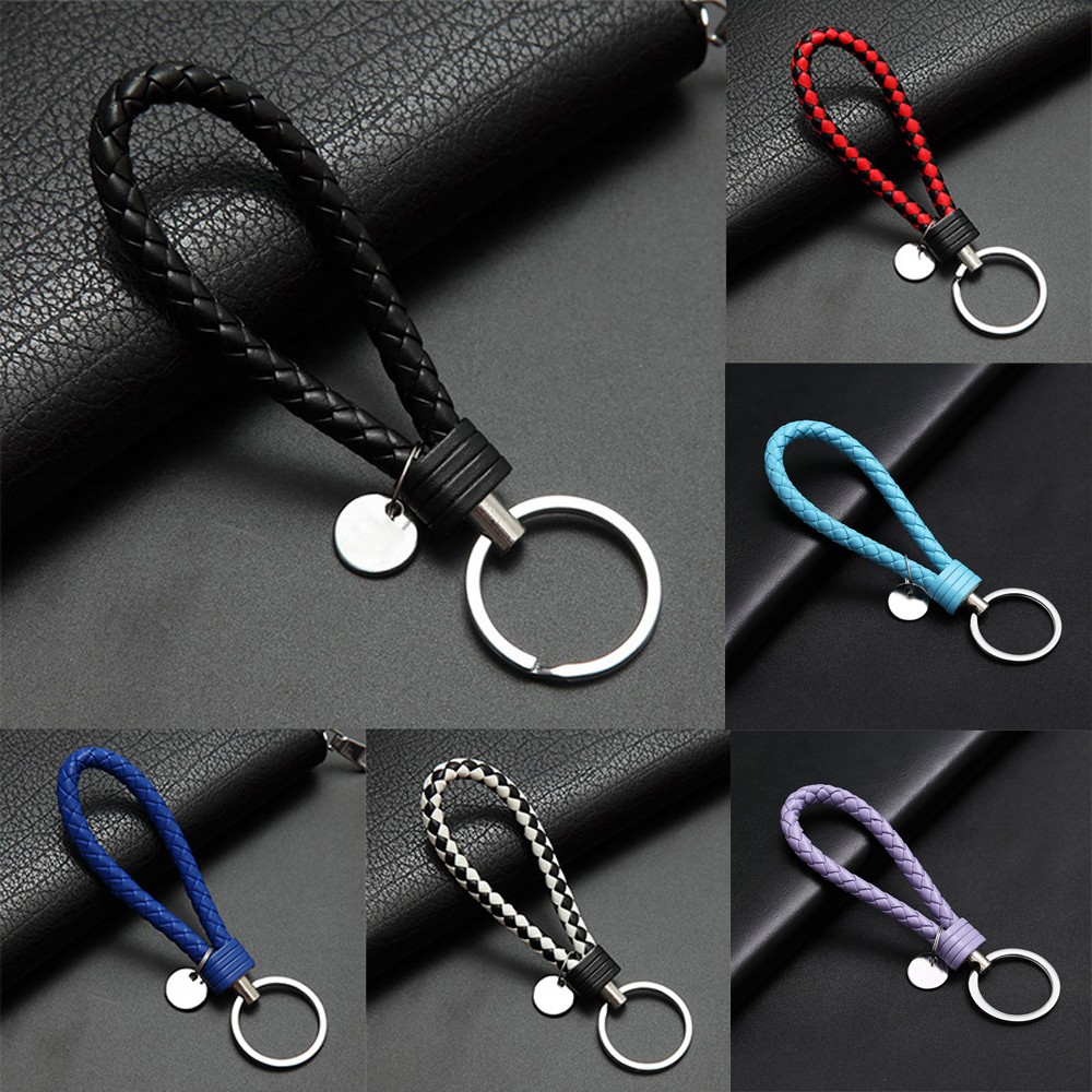Car Accessories Keychain Leather Rope Strap Weave Keyring Key Chain Multicolor