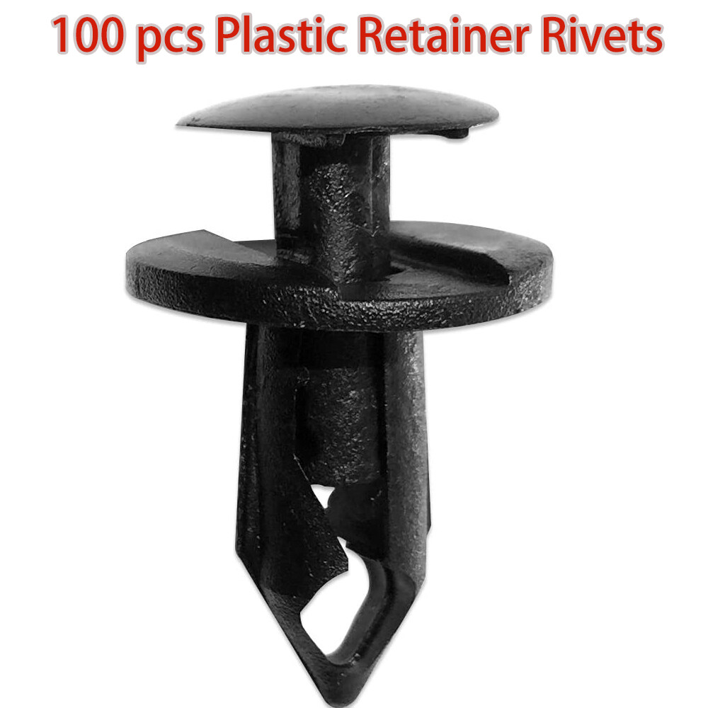 100pc Fit 8mm Hole Car Body Plastic Rivets Fastener Fender Bumper Push Pin Clips