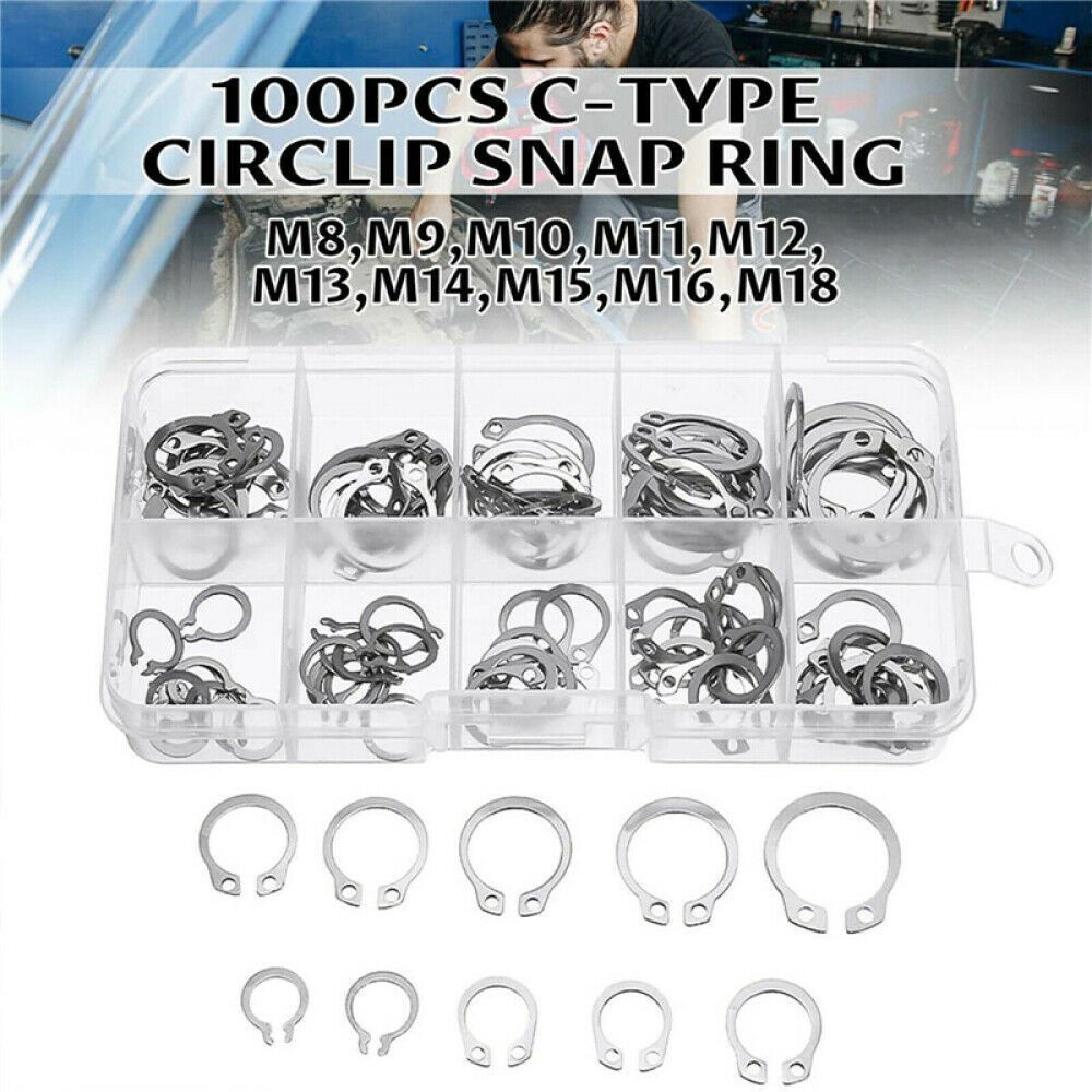 1set- 304 Stainless Steel* External Circlip Retaining Ring Assortment 8-18mm Set