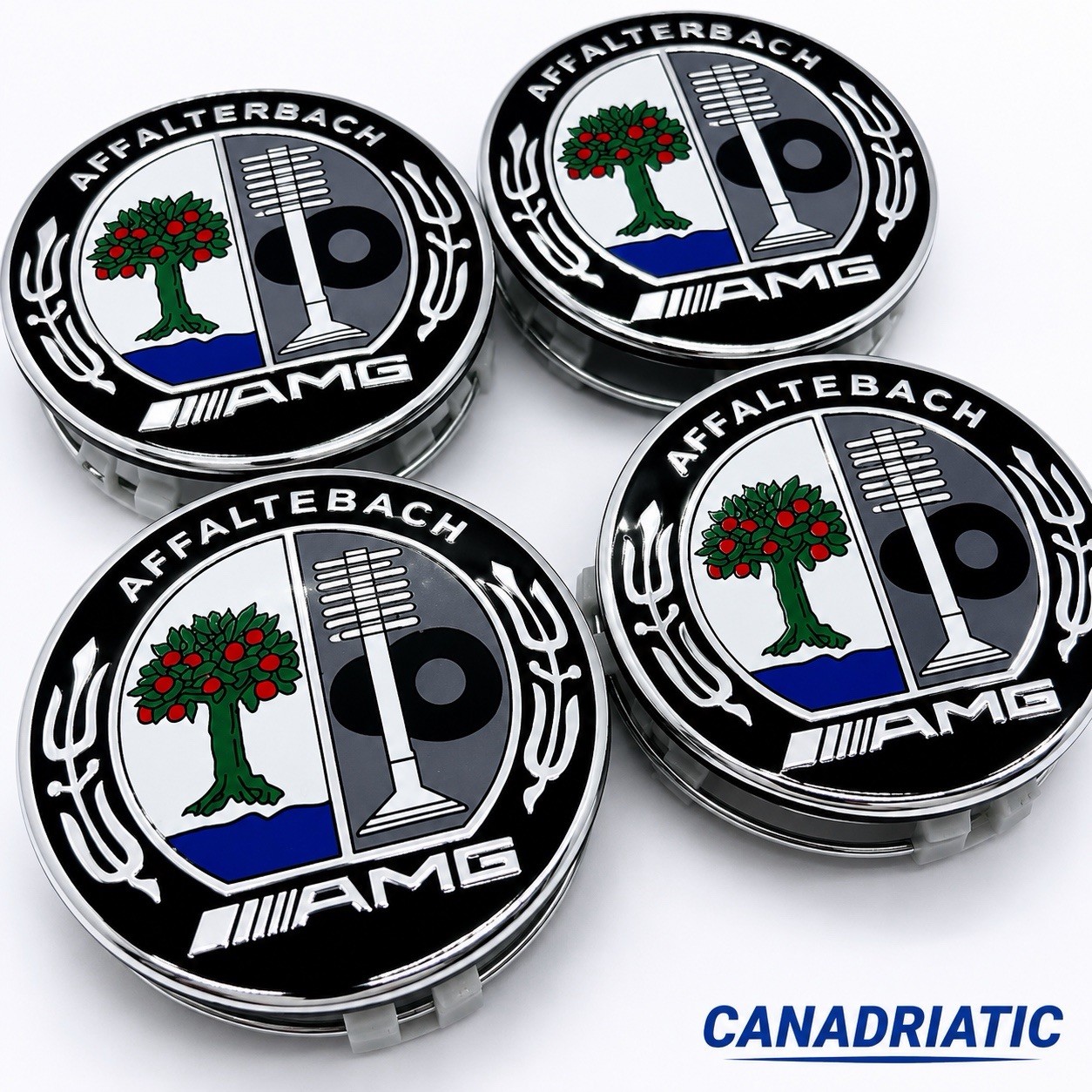 4 Wheel Center Caps AMG Affalterbach Emblem 75MM for Mercedes Rim