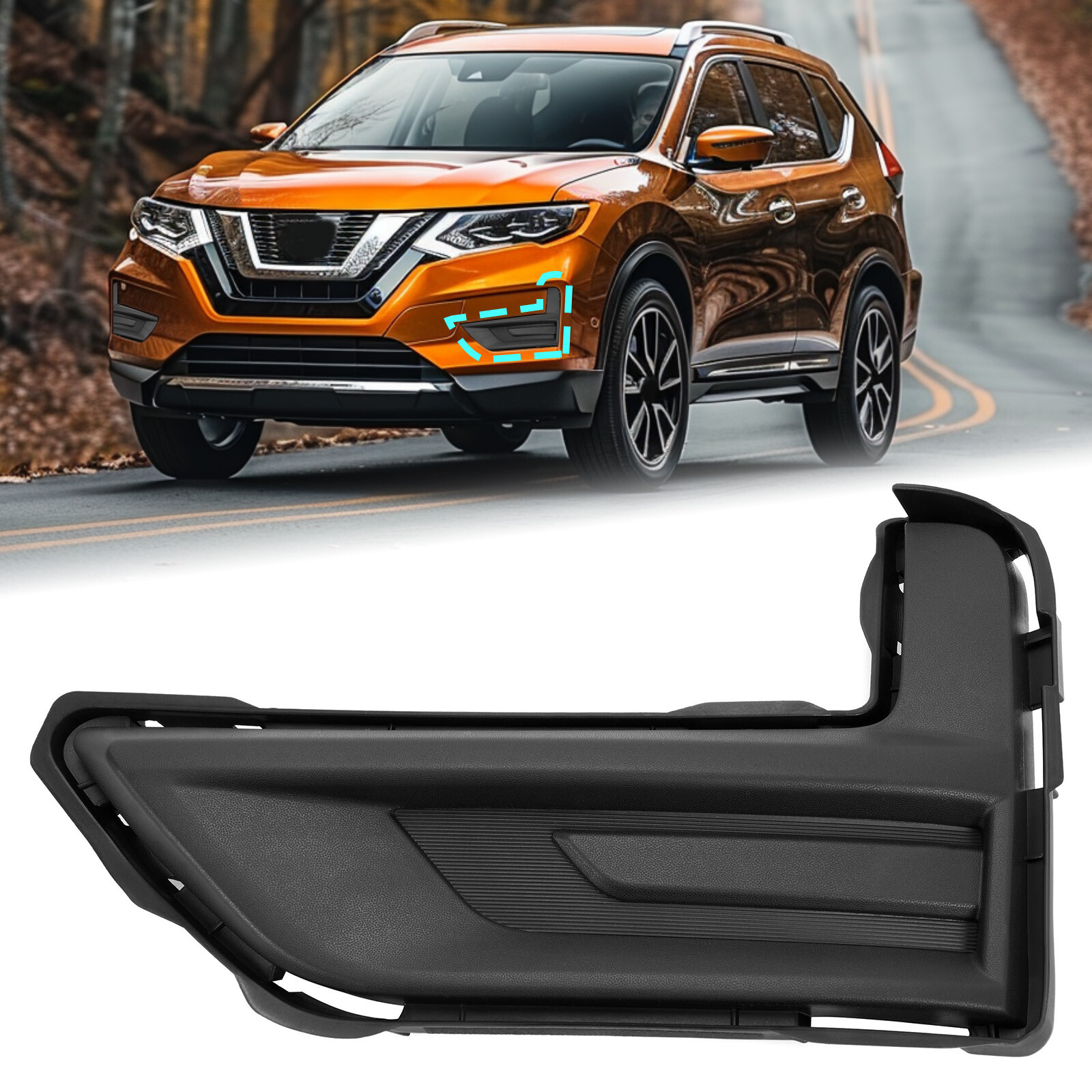 Fog Light Bumper Grille Cover Driver Side For Nissan Rogue 2017 2018 2019 2020
