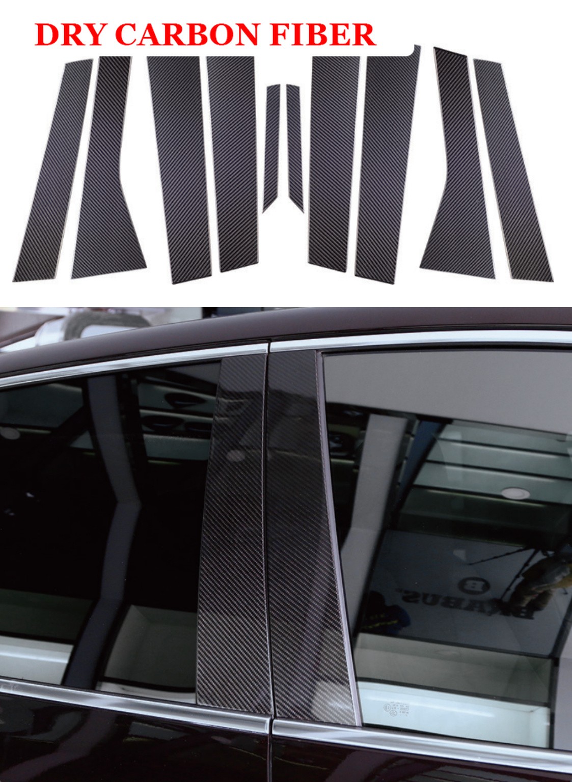 Dry Carbon Fiber Window Column Exterior Tim For Porsche Cayenne 958.1 2011-2014