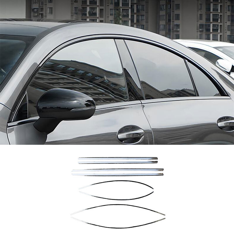 FOR Benz CLA W118 2020-2022 Black Steel Windows Strip Sill Molding Cover Trim