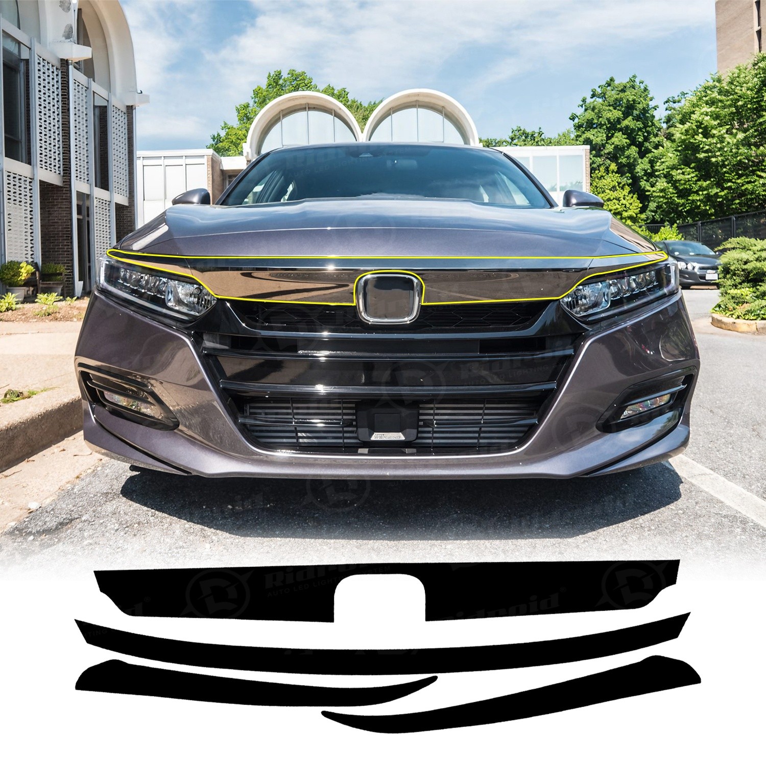 Chrome Delete Blackout Overlay Vinyl Front Grill Trim for Honda Accord 2018-2020